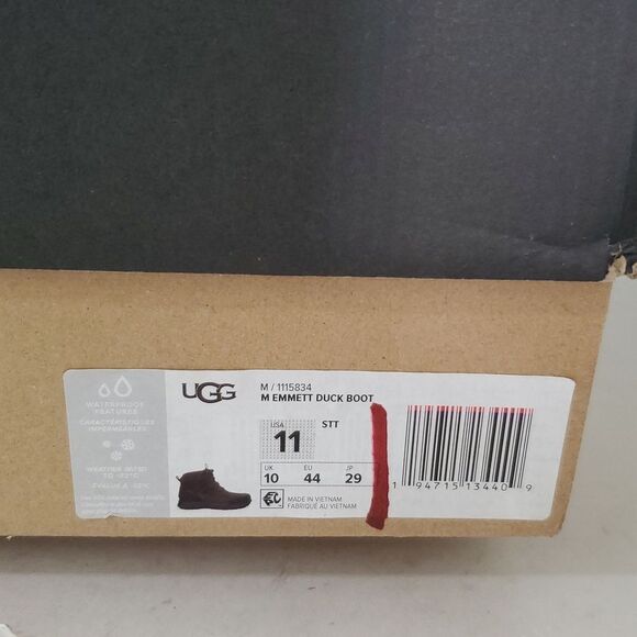 UGG Men's Emmett Waterproof Leather Duck Boot Stout Size 11 NIB - Picture 13 of 16